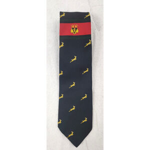 Vintage Allez MCM Black Tie Yellow Antelope Print Novelty 90s Neck Tie Polyester